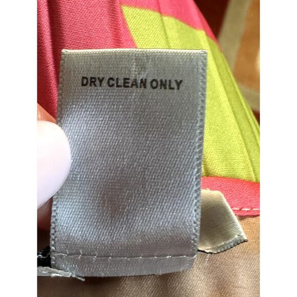 Cache Pink Neon Green Sleeveless High Low Accordion Pleated Maxi Dress Size M - Picture 4 of 5